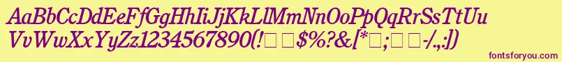 CushingMediumitalic Font – Purple Fonts on Yellow Background