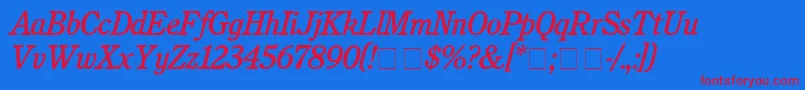 CushingMediumitalic Font – Red Fonts on Blue Background