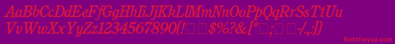 CushingMediumitalic-Schriftart – Rote Schriften auf violettem Hintergrund