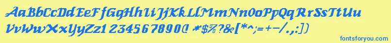 Czcionka ElbaItalic – niebieskie czcionki na żółtym tle