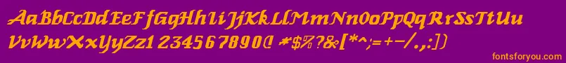 ElbaItalic-Schriftart – Orangefarbene Schriften auf violettem Hintergrund