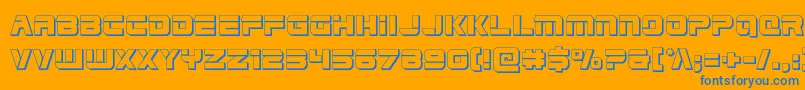Edgeracer3D-Schriftart – Blaue Schriften auf orangefarbenem Hintergrund