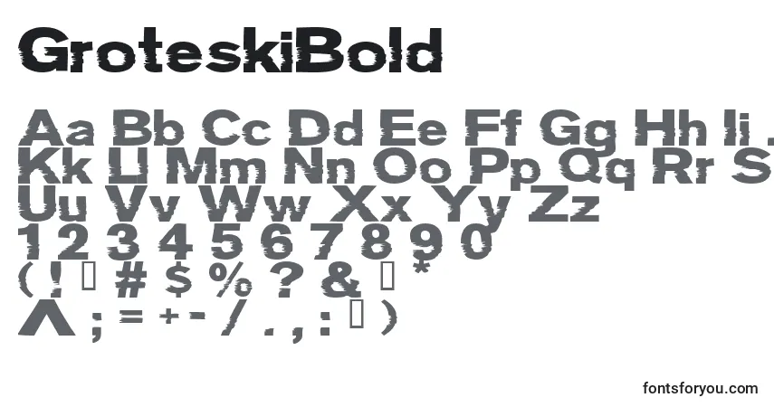 Шрифт GroteskiBold – алфавит, цифры, специальные символы
