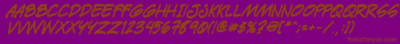 Paetrbi-Schriftart – Braune Schriften auf violettem Hintergrund