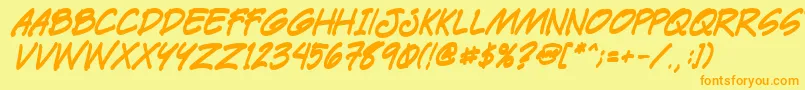 フォントPaetrbi – オレンジの文字が黄色の背景にあります。
