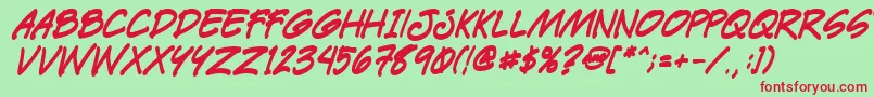 フォントPaetrbi – 赤い文字の緑の背景