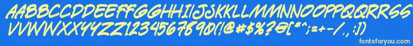 Paetrbi-Schriftart – Gelbe Schriften auf blauem Hintergrund