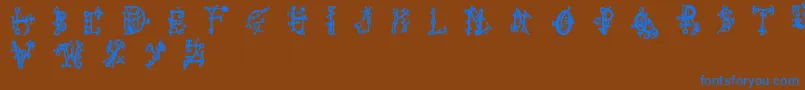 フォントWiqued – 茶色の背景に青い文字