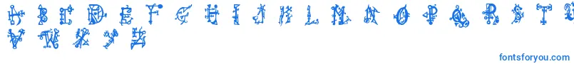 フォントWiqued – 白い背景に青い文字