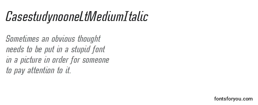 Review of the CasestudynooneLtMediumItalic Font