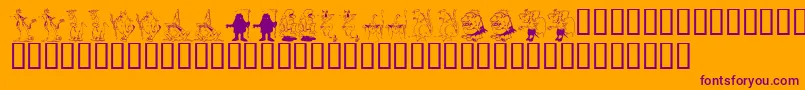 KrRpg-Schriftart – Violette Schriften auf orangefarbenem Hintergrund
