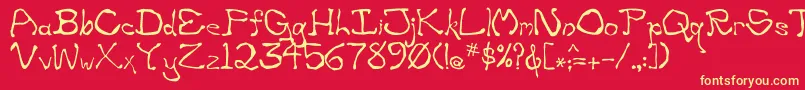 フォントZippittey – 黄色の文字、赤い背景