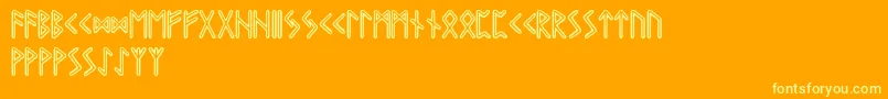 Graiprunic-Schriftart – Gelbe Schriften auf orangefarbenem Hintergrund