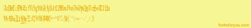 フォントCelebrateRegular – オレンジの文字が黄色の背景にあります。