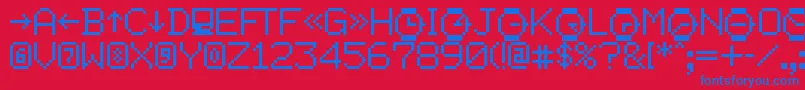 Facsimilell-Schriftart – Blaue Schriften auf rotem Hintergrund