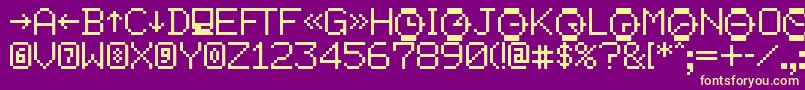 Facsimilell-Schriftart – Gelbe Schriften auf violettem Hintergrund