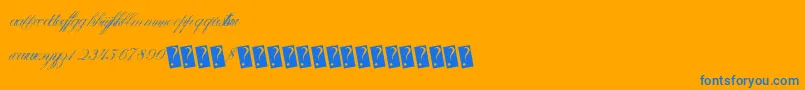 Victorytime-Schriftart – Blaue Schriften auf orangefarbenem Hintergrund