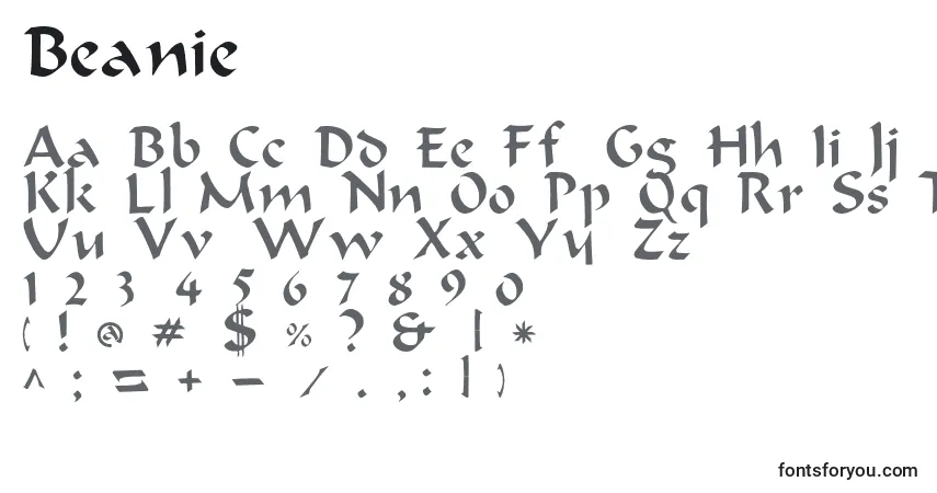 Fuente Beanie - alfabeto, números, caracteres especiales