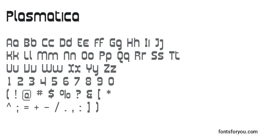Schriftart Plasmatica – Alphabet, Zahlen, spezielle Symbole