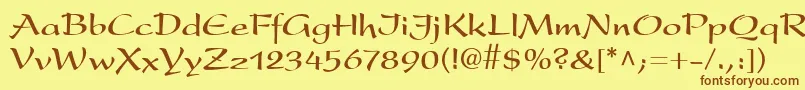 フォントPresentLtBold – 茶色の文字が黄色の背景にあります。