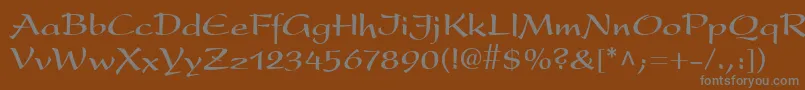 フォントPresentLtBold – 茶色の背景に灰色の文字