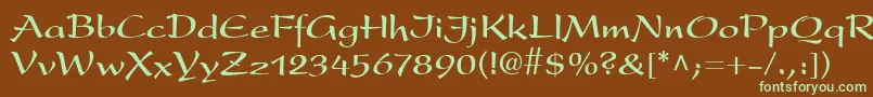 フォントPresentLtBold – 緑色の文字が茶色の背景にあります。