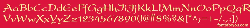 フォントPresentLtBold – 黄色の文字、赤い背景