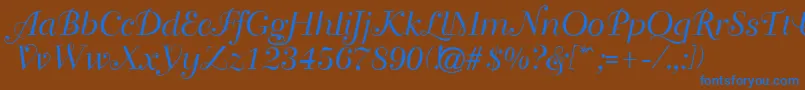 Travellerscript Font – Blue Fonts on Brown Background