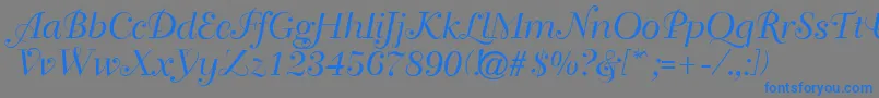 Travellerscript Font – Blue Fonts on Gray Background