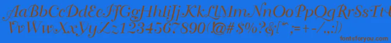 Travellerscript Font – Brown Fonts on Blue Background