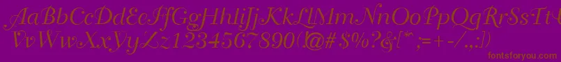 Travellerscript Font – Brown Fonts on Purple Background