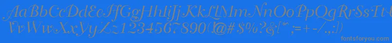 Travellerscript-Schriftart – Graue Schriften auf blauem Hintergrund