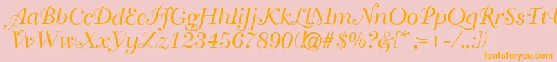 Travellerscript Font – Orange Fonts on Pink Background