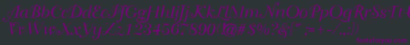 Travellerscript Font – Purple Fonts on Black Background