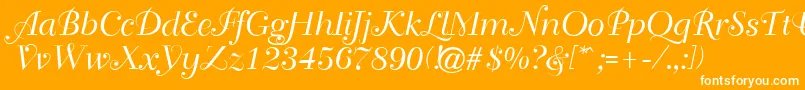 Travellerscript Font – White Fonts on Orange Background