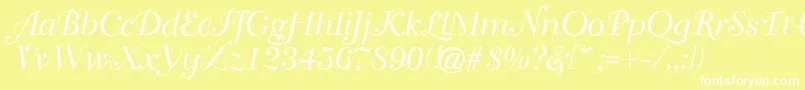 Travellerscript Font – White Fonts on Yellow Background