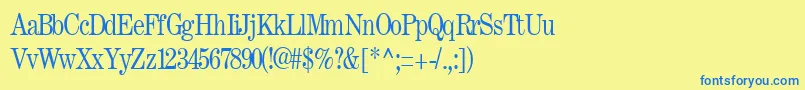 フォントFastRegular – 青い文字が黄色の背景にあります。