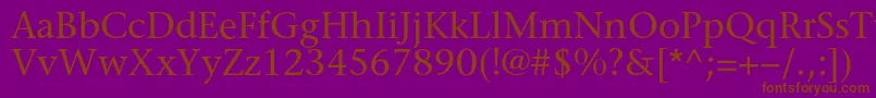 Fonte Sonetserif – fontes marrons em um fundo roxo