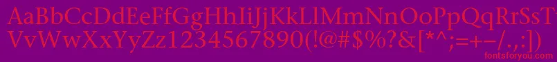 Sonetserif-Schriftart – Rote Schriften auf violettem Hintergrund