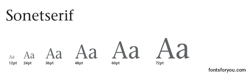 Размеры шрифта Sonetserif