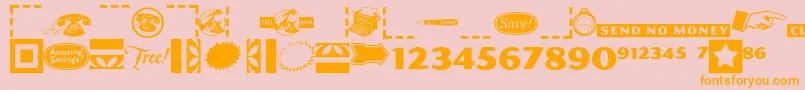 フォントPfcommerce – オレンジの文字がピンクの背景にあります。