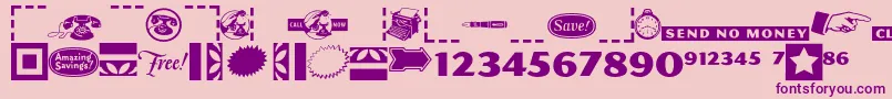 Pfcommerce-fontti – violetit fontit vaaleanpunaisella taustalla