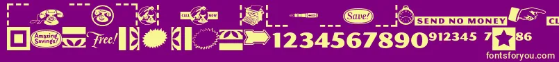 Pfcommerce-fontti – keltaiset fontit violetilla taustalla
