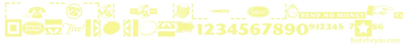 Pfcommerce-Schriftart – Gelbe Schriften auf weißem Hintergrund