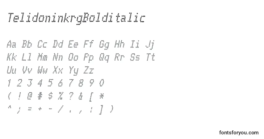 A fonte TelidoninkrgBolditalic – alfabeto, números, caracteres especiais