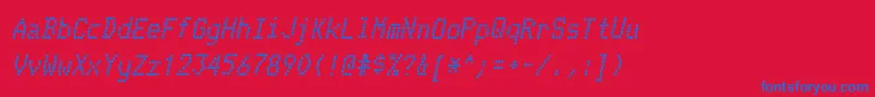 TelidoninkrgBolditalic-Schriftart – Blaue Schriften auf rotem Hintergrund