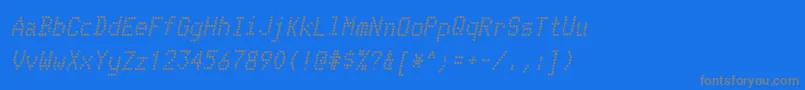 TelidoninkrgBolditalic-fontti – harmaat kirjasimet sinisellä taustalla
