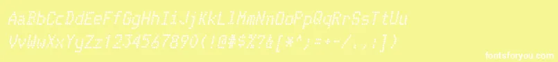 Шрифт TelidoninkrgBolditalic – белые шрифты на жёлтом фоне