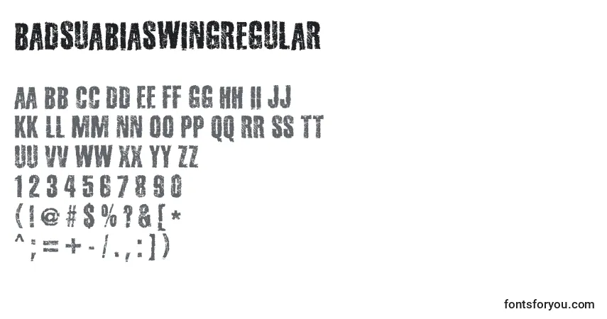 Шрифт BadsuabiaswingRegular – алфавит, цифры, специальные символы