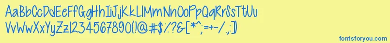 CutiePatootie Font – Blue Fonts on Yellow Background